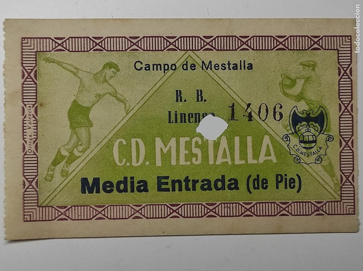 Coleccionismo deportivo: ENTRADA CAMPO DEL MESTALLA 17 NOVIEMBRE 1951 - C. D. MESTALLA 7 - R. B. LINENSE 1