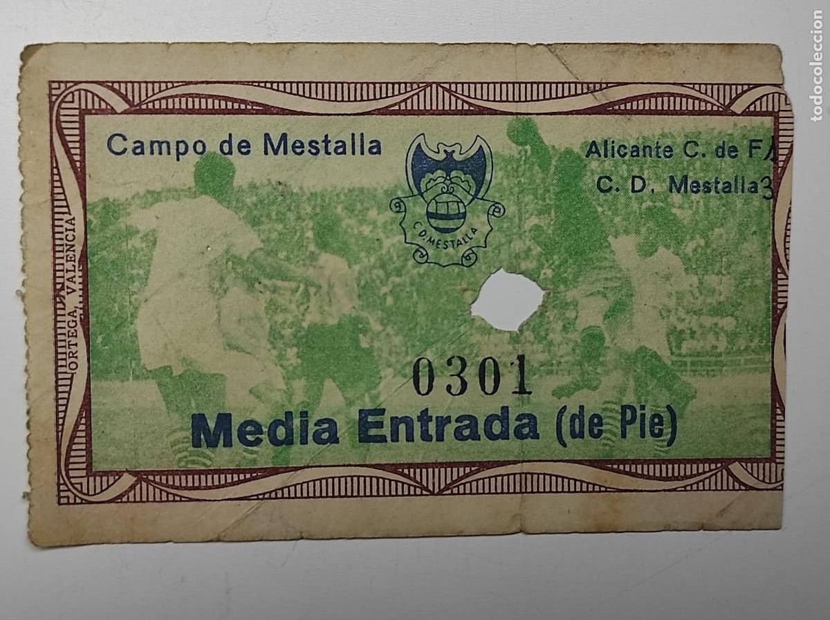 Coleccionismo deportivo: ENTRADA CAMPO DEL MESTALLA 1 MARZO 1952 - C. D. MESTALLA 3 - ALICANTE C. DE F. 1