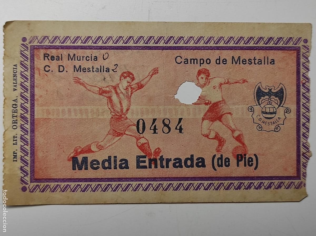 Coleccionismo deportivo: ENTRADA CAMPO DEL MESTALLA 6 OCTUBRE 1951 - C. D. MESTALLA 2 - REAL MURCIA 0