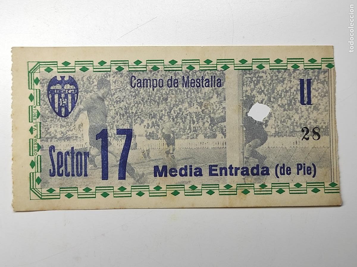 Coleccionismo deportivo: ENTRADA CAMPO DEL MESTALLA 17 MAYO 1951 - VALENCIA C. F. 1 - A. P. D. SAO PAULO 1