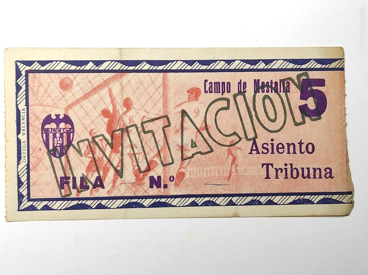 Coleccionismo deportivo: ENTRADA CAMPO DEL MESTALLA 6 NOVIEMBRE 1949 - VALENCIA C. F. 0 - REAL SOCIEDAD 0