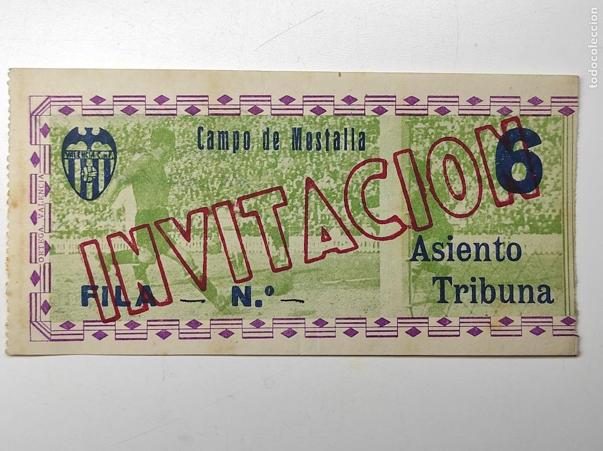 Coleccionismo deportivo: ENTRADA CAMPO DEL MESTALLA 4 DICIEMBRE 1949 - VALENCIA C. F. 6 - ATL&Eacute;TICO MADRID 0