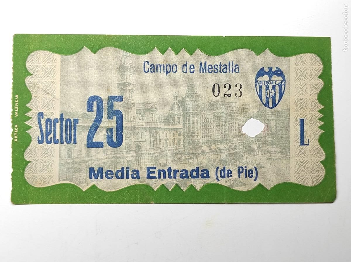 Coleccionismo deportivo: ENTRADA CAMPO DEL MESTALLA 17 FEBRERO 1952 - VALENCIA C. F. 1 - RAC. SANTANDER 1