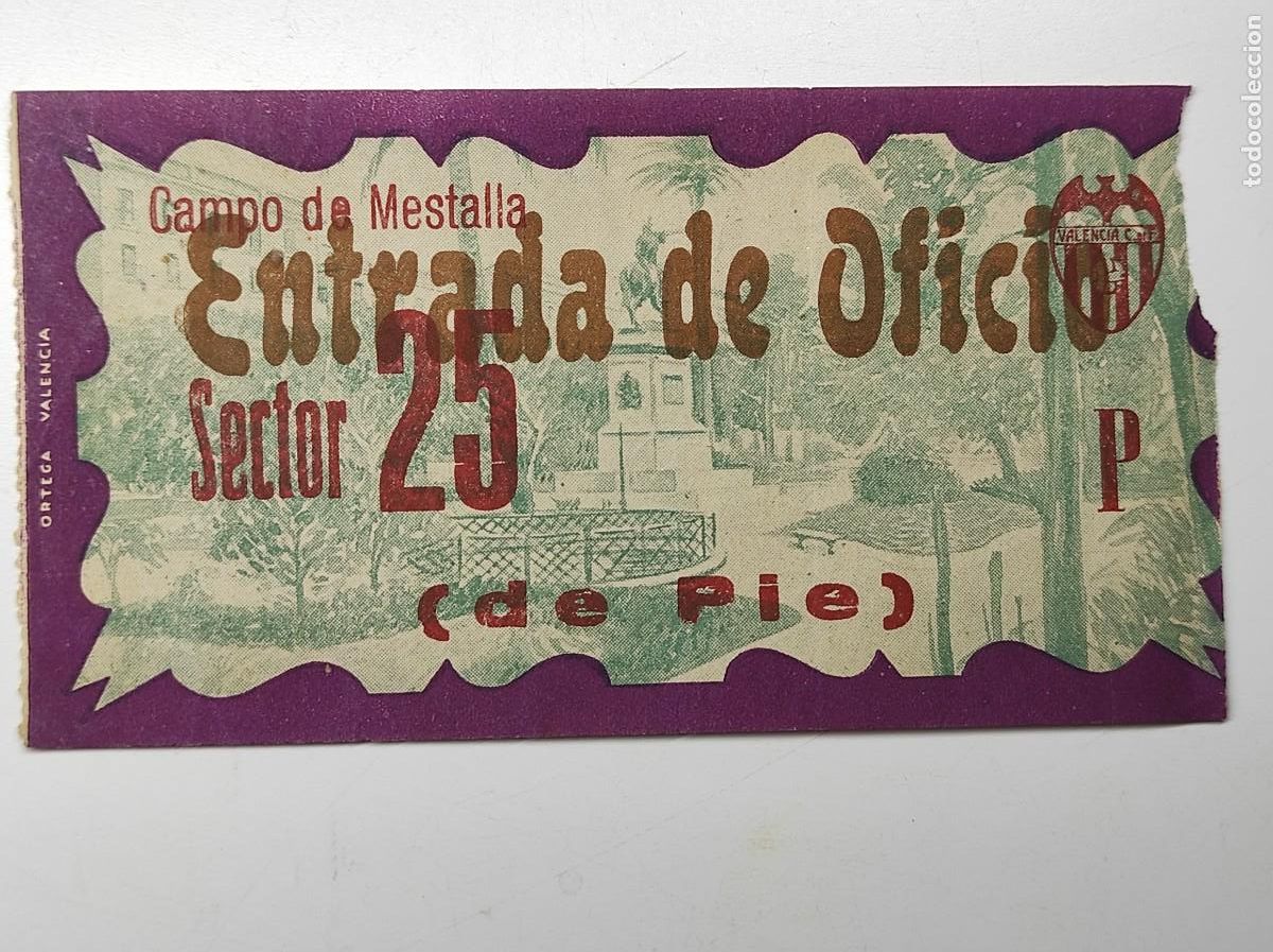 Coleccionismo deportivo: ENTRADA CAMPO DEL MESTALLA 20 ABRIL 1952 - VALENCIA C. F. 2 - SEVILLA F. C. 0 - ELIMINATORIA COPA