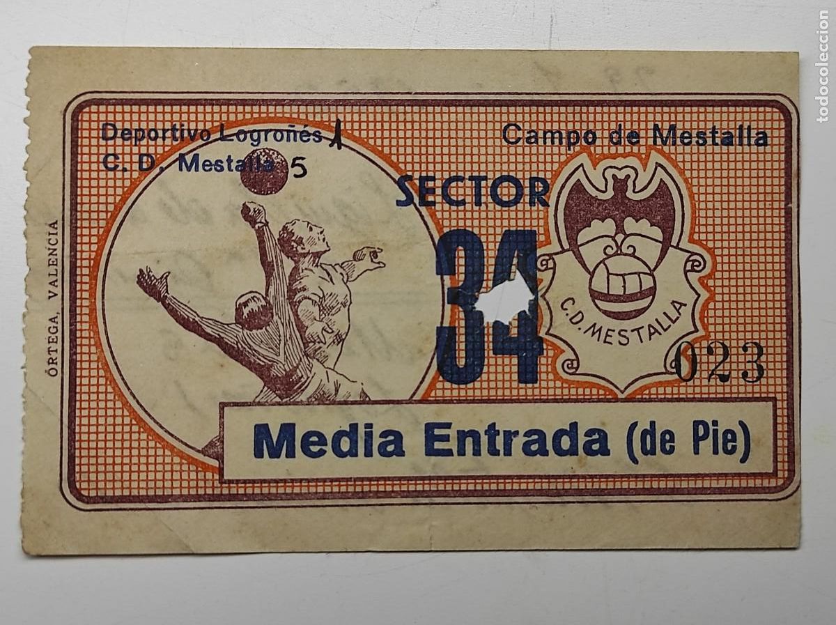 Coleccionismo deportivo: ENTRADA CAMPO DEL MESTALLA 29 JUNIO 1952 C. D. MESTALLA 5 - DEPORTIVO LOGRO&Ntilde;&Eacute;S 1