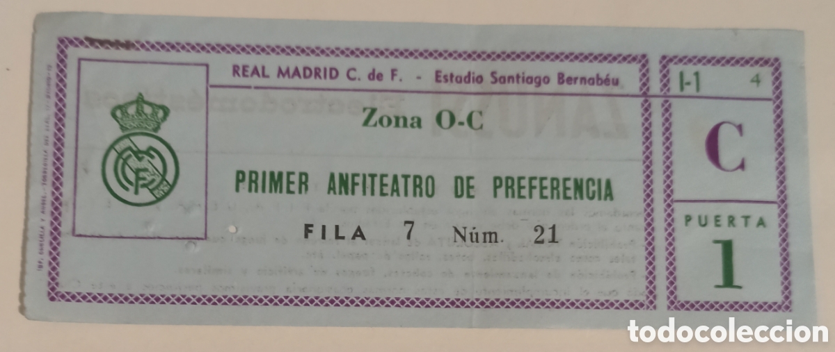 Coleccionismo deportivo: Entrada ticket futbol real Madrid inter Mil&aacute;n italia 82-83
