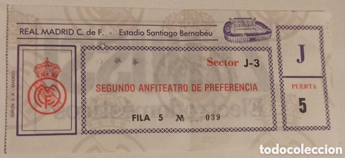 Coleccionismo deportivo: Entrada ticket futbol real Madrid inter milan Italia 84-85 UEFA