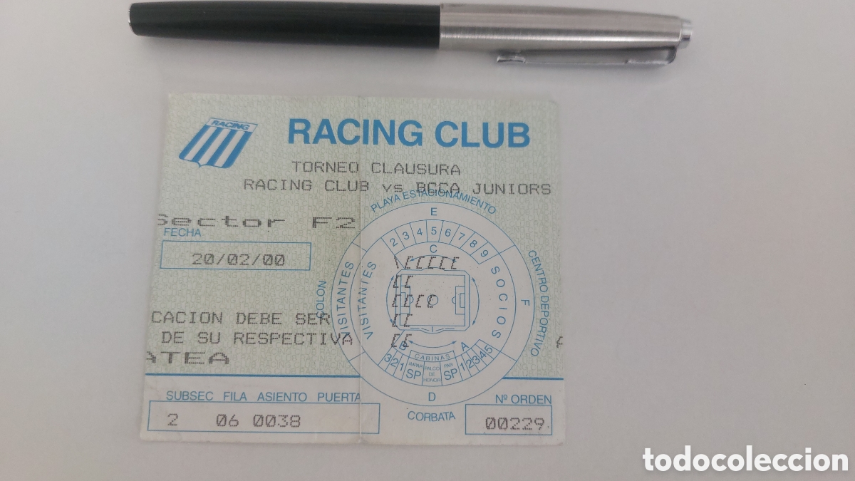 Coleccionismo deportivo: Entrada Ticket Racing Club Avellaneda 1 Boca Juniors 1 Torneo clausura 20 febrero 2000 Argentina
