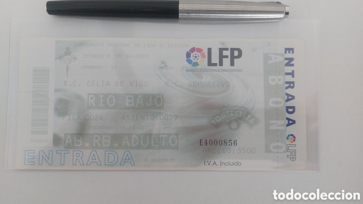 Sports collectibles: Entrada Ticket Celta de Vigo 2 Deportivo Coru&ntilde;a 1. 2000 2001 Gol en contra 2100 en liga al Celta