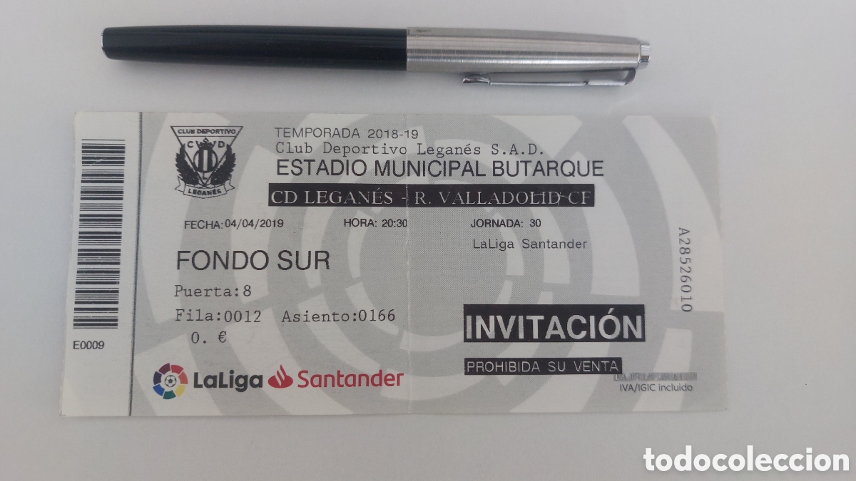 Sports collectibles: Entrada Ticket Legan&eacute;s Valladolid 2018 2019 Gol 100 del Legan&eacute;s en Primera divisi&oacute;n. Debut Waldo