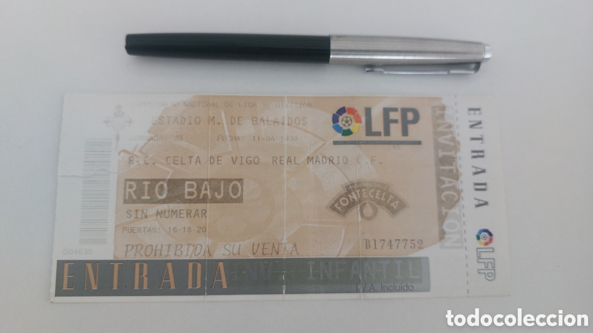 Sports collectibles: Entrada Ticket Celta de Vigo 2 Real Madrid 1 1997 1998 Doblete Mostovoi Jornada 33 Balaidos