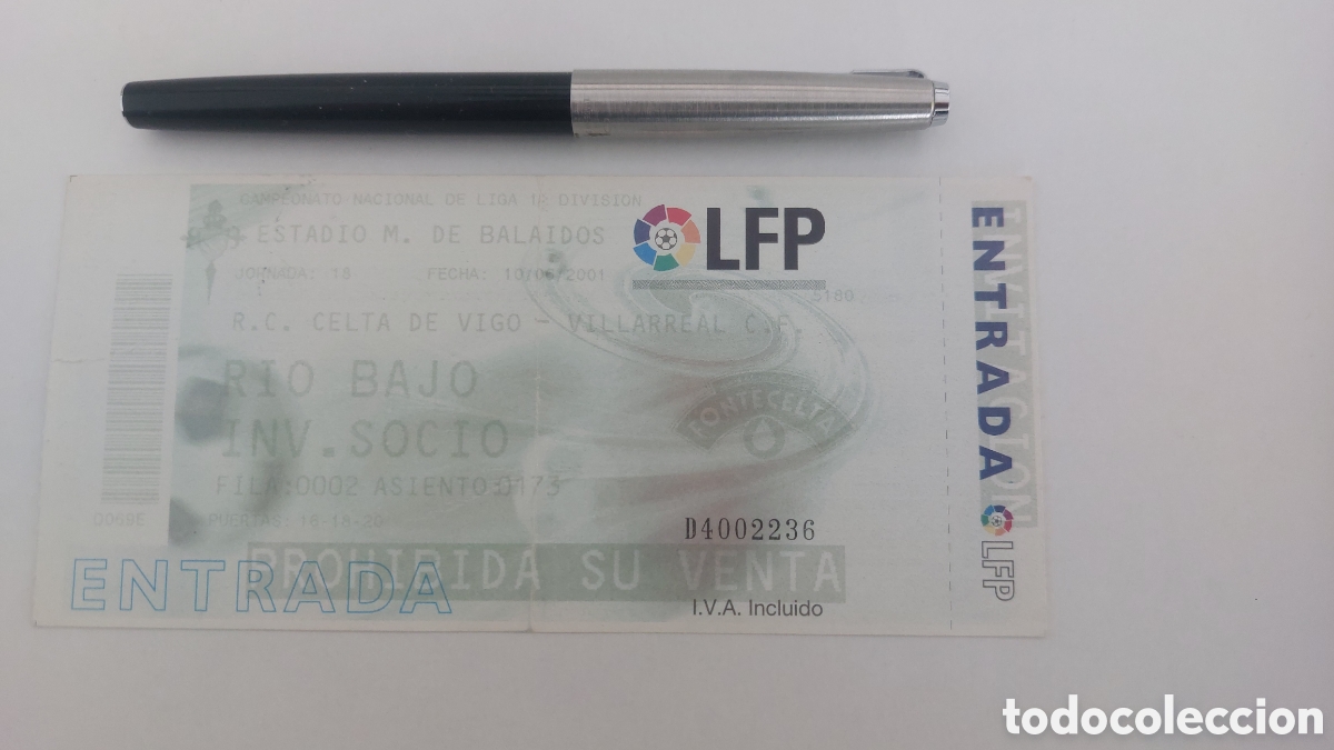 Sports collectibles: Entrada Ticket Celta de Vigo 1 Villarreal 0. 2000 2001 Jornada 37. Juega Palermo con el Villarreal