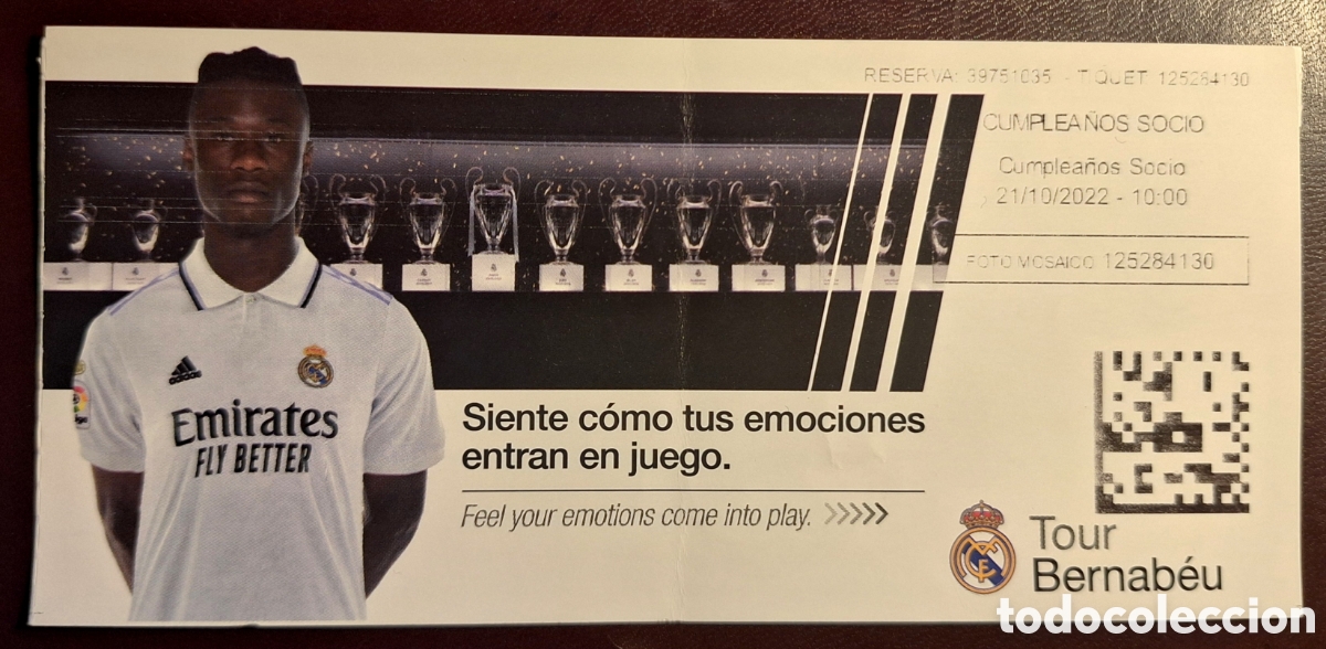 Coleccionismo deportivo: Entrada tour Bernab&eacute;u Camavinga