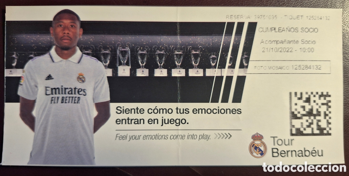 Coleccionismo deportivo: Entrada tour Bernab&eacute;u Alaba