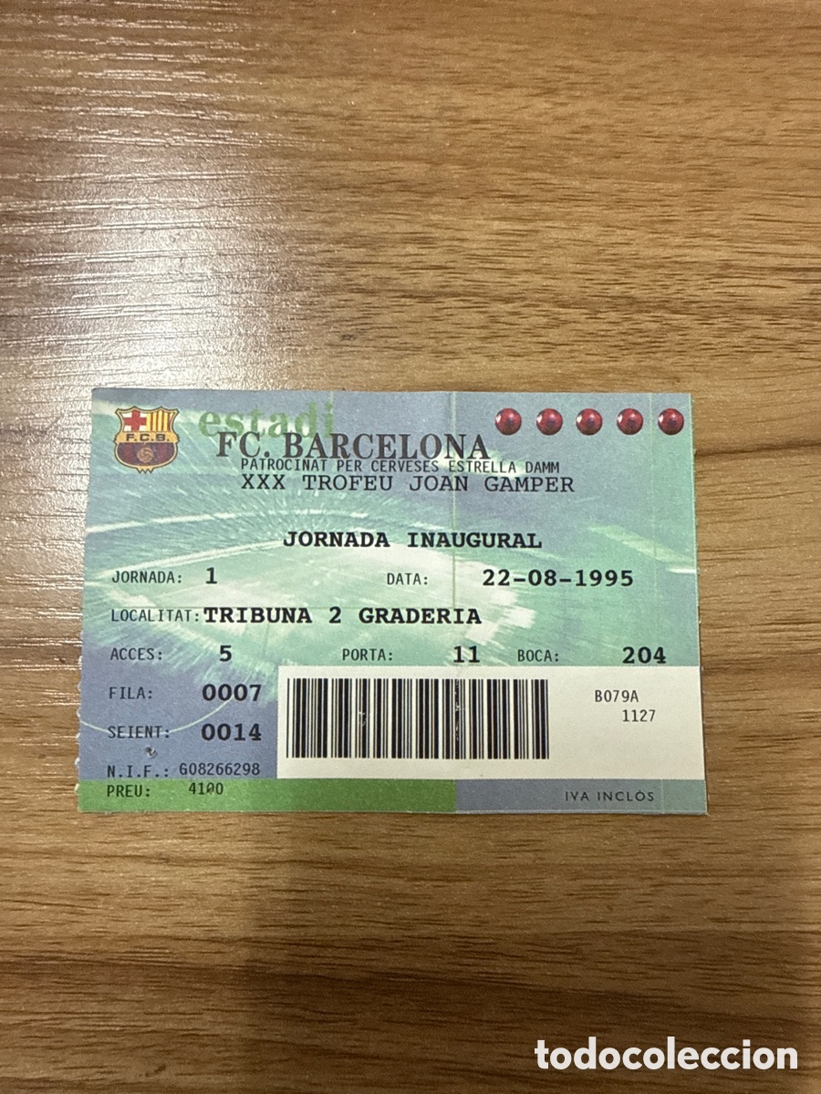Coleccionismo deportivo: 1995 FC BARCELONA FEYENOORD CSKA SOFIA SAN LORENZO TICKET JOAN GAMPER