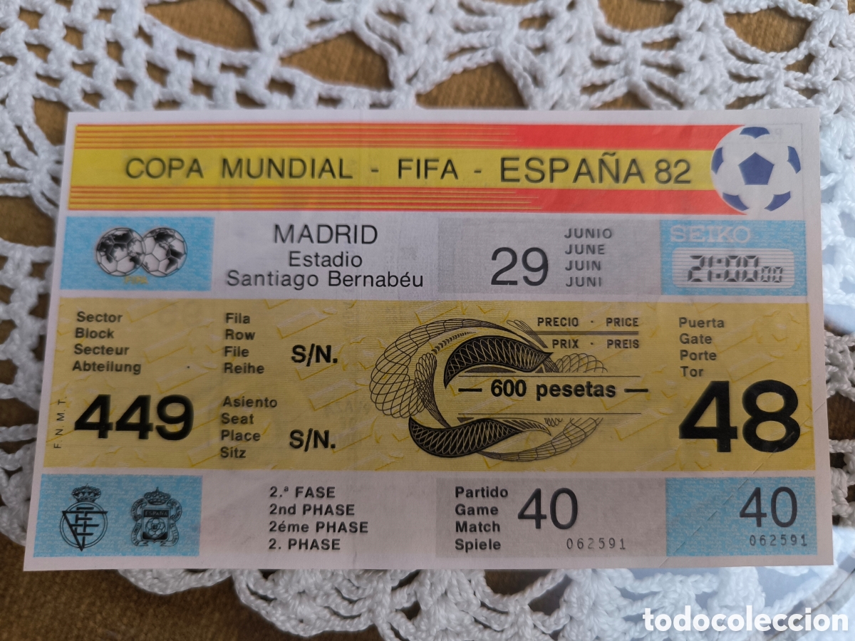 Coleccionismo deportivo: Entrada mundial de futbol 82