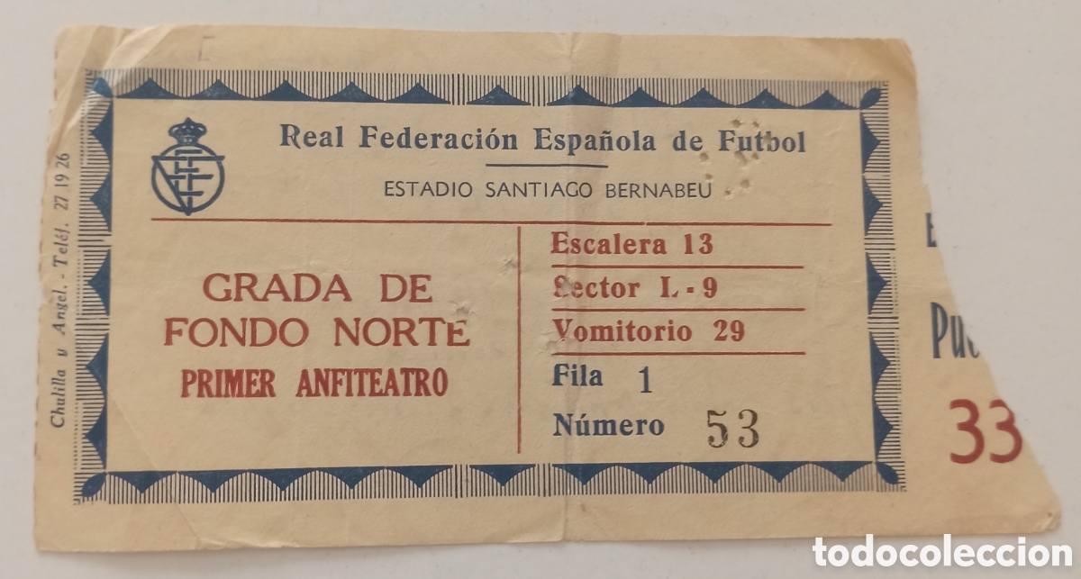 Coleccionismo deportivo: Entrada ticket futbol Espa&ntilde;a Irlanda 1958 6-2