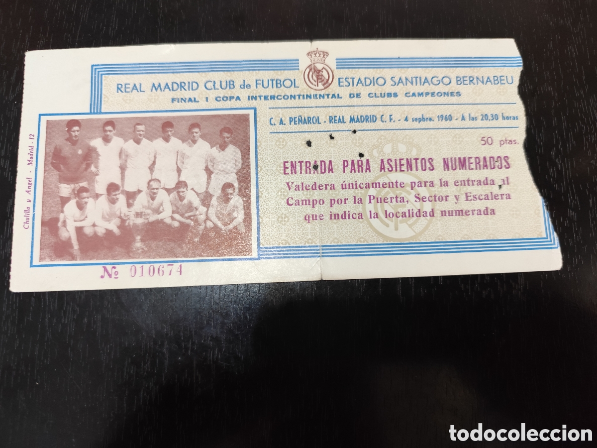Coleccionismo deportivo: ENTRADA REAL MADRID - PE&Ntilde;AROL FINAL COPA LIBERTADORES 1960
