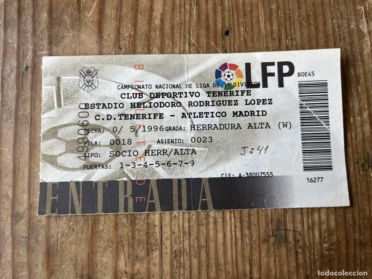 Coleccionismo deportivo: R31457 ENTRADA TICKET FUTBOL TENERIFE 1-1 ATLETICO MADRID LIGA TEMPORADA 1995 1996