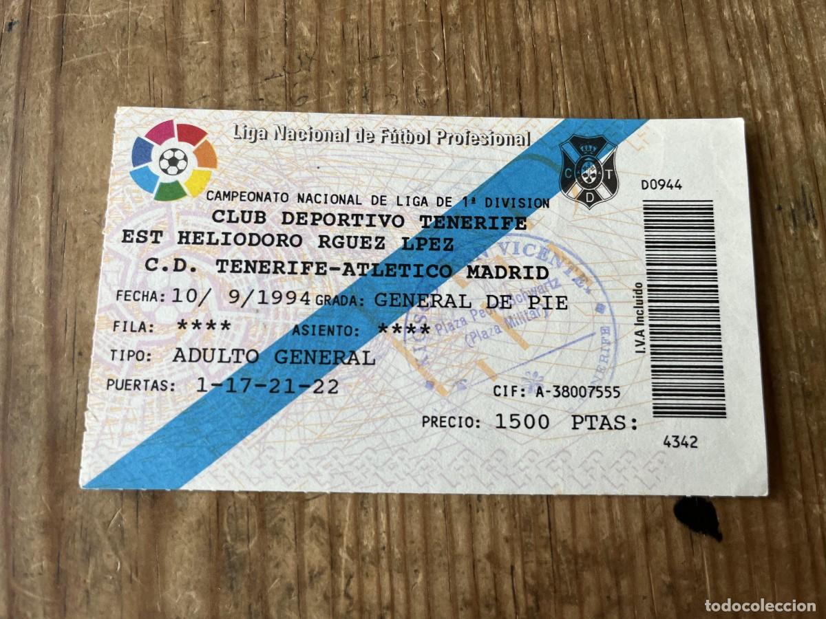 Coleccionismo deportivo: R31468 ENTRADA TICKET FUTBOL TENERIFE 1-0 ATLETICO MADRID LIGA TEMPORADA 1994 1995