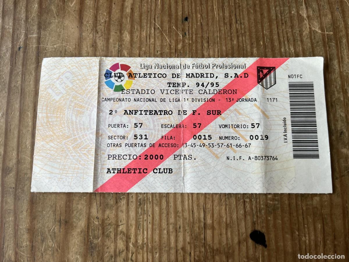 Coleccionismo deportivo: R31469 ENTRADA TICKET ATLETICO MADRID 2-1 ATHLETIC *ILBAO LIGA TEMPORADA 1994 1995 DOBLETE SIMEONE