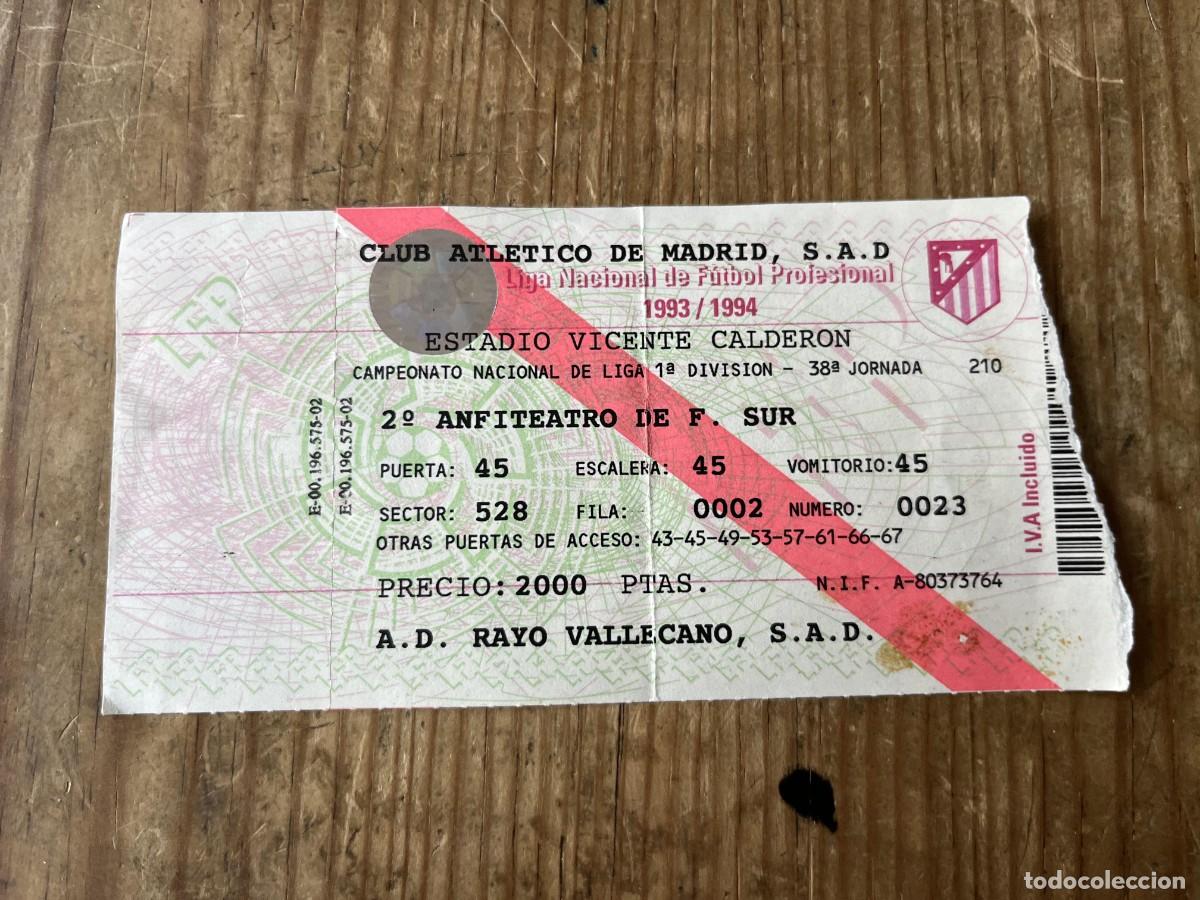 Coleccionismo deportivo: R31471 ENTRADA TICKET ATLETICO MADRID 2-0 RAYO VALLECANO LIGA TEMPORADA 1993 1994