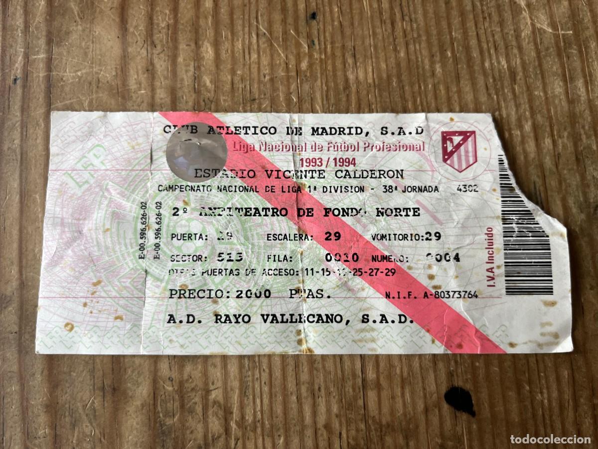 Coleccionismo deportivo: R31472 ENTRADA TICKET ATLETICO MADRID 2-0 RAYO VALLECANO LIGA TEMPORADA 1993 1994
