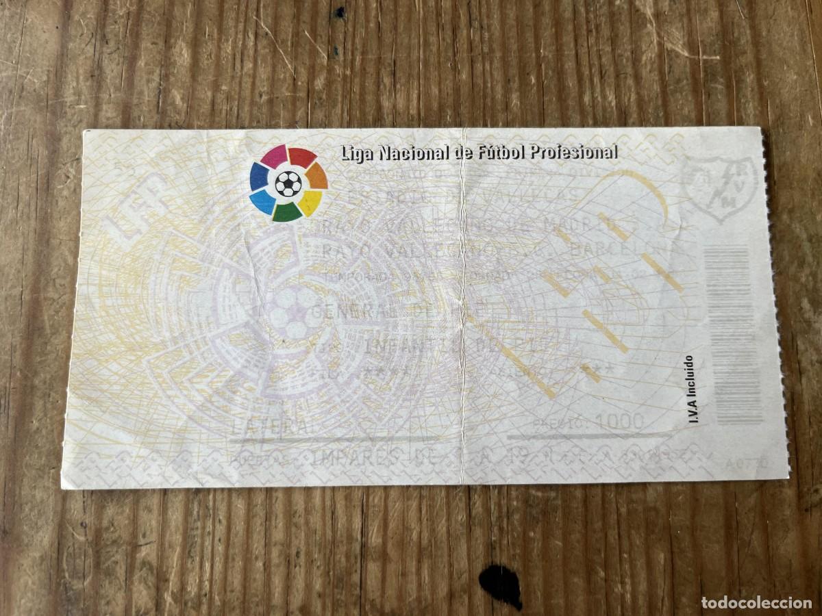 Coleccionismo deportivo: R31476 ENTRADA TICKET FUTBOL RAYO VALLECANO 1-1 BARCELONA LIGA TEMPORADA 1995 1996