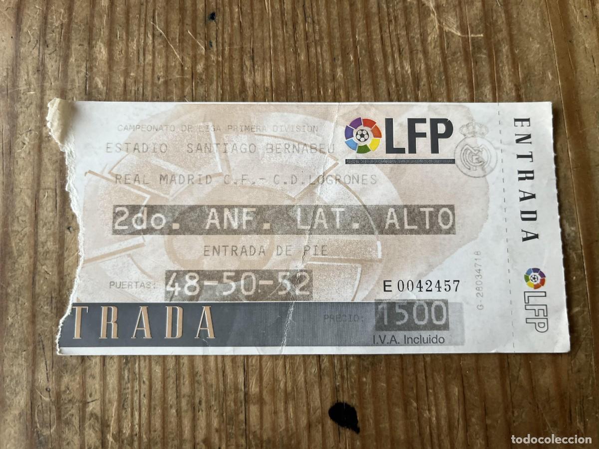 Coleccionismo deportivo: R31484 ENTRADA TICKET FUTBOL REAL MADRID 0-0 LOGRO&Ntilde;ES LIGA TEMPORADA 1996 1997