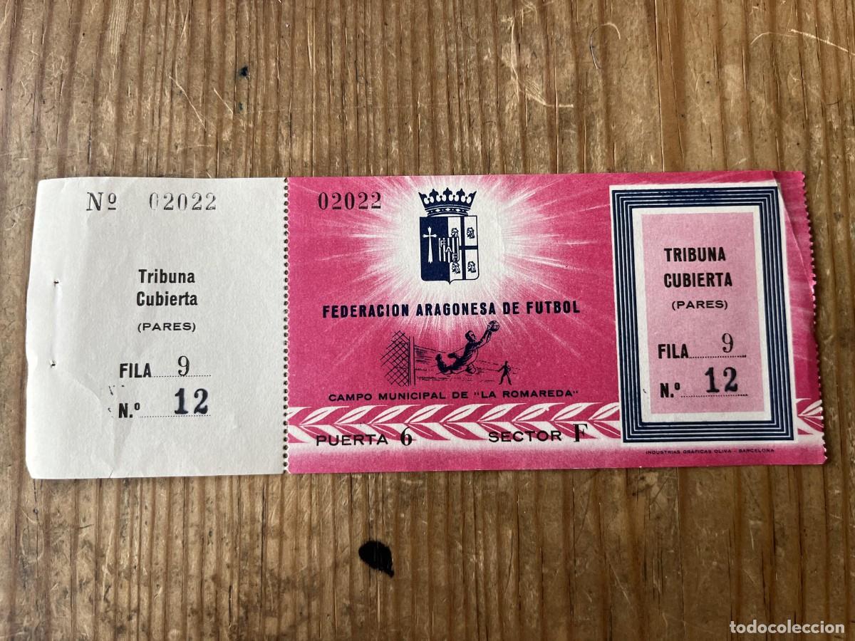 Coleccionismo deportivo: R31486 ENTRADA TICKET FEDERACION ARAGONESA DE FUTBOL A&Ntilde;OS 50 60 TRIBUNA CUBIERTA LA ROMAREDA