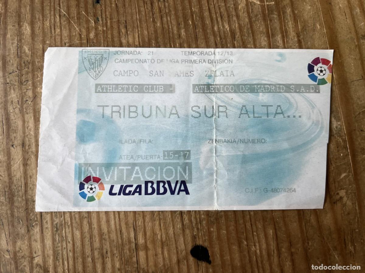 Coleccionismo deportivo: R31500 ENTRADA TICKET FUTBOL ATHLETIC CLUB BILBAO 3-0 ATLETICO MADRID LIGA TEMPORADA 2012 2013