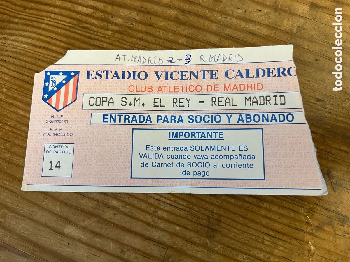 Coleccionismo deportivo: R31510 ENTRADA TICKET FUTBOL ATLETICO MADRID 2-3 REAL MADRID COPA DEL REY (8-6-1999)