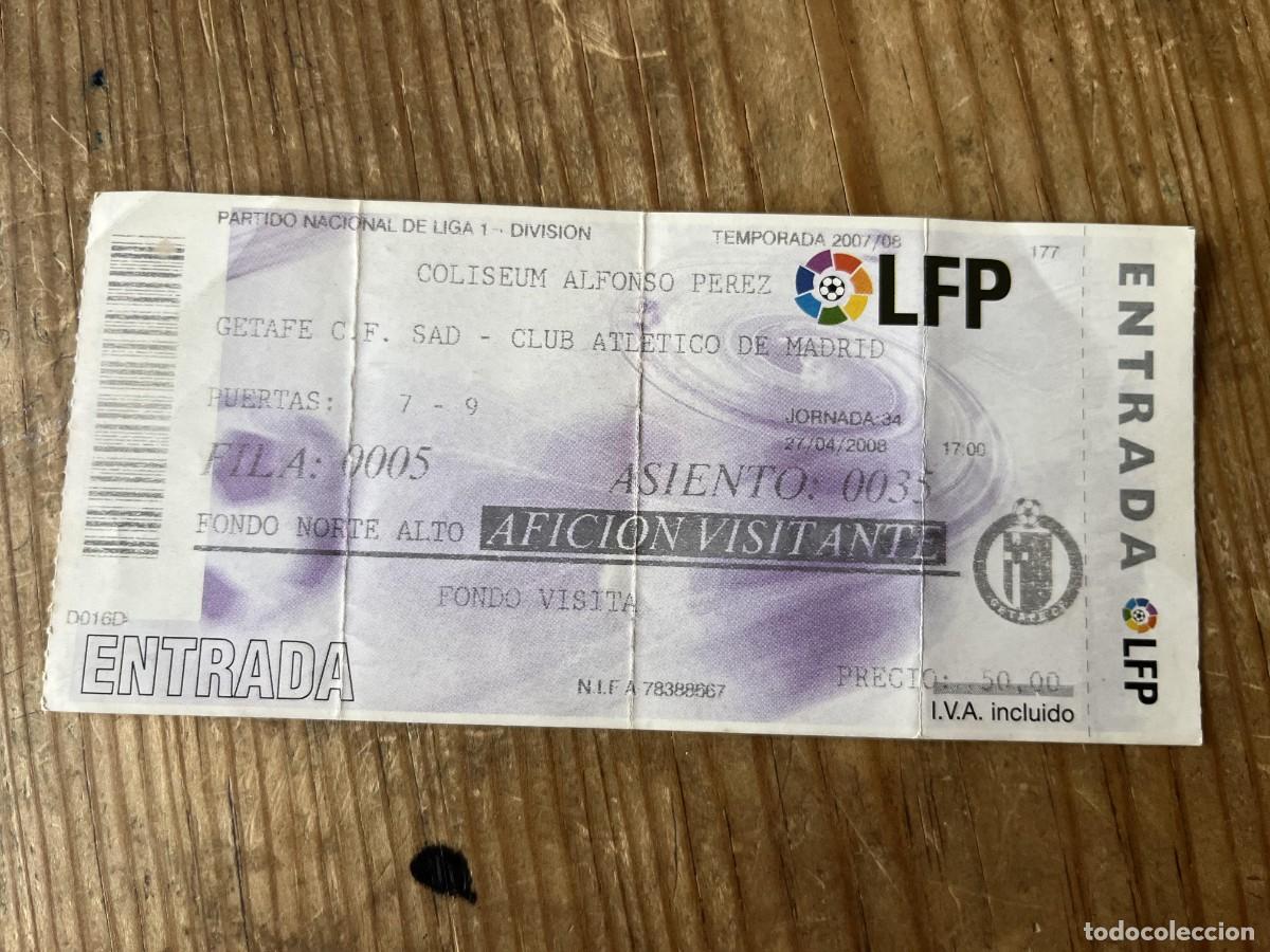 Coleccionismo deportivo: R31528 ENTRADA TICKET FUTBOL GETAFE 1-1 ATLETICO MADRID LIGA TEMPORADA 2007 2008