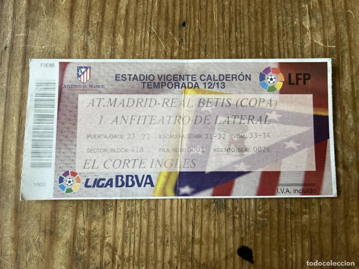 Coleccionismo deportivo: R31549 ENTRADA TICKET FUTBOL ATLETICO MADRID 2-0 REAL BETIS (17-1-2013) PRIMER GOL FALCAO EN COPA
