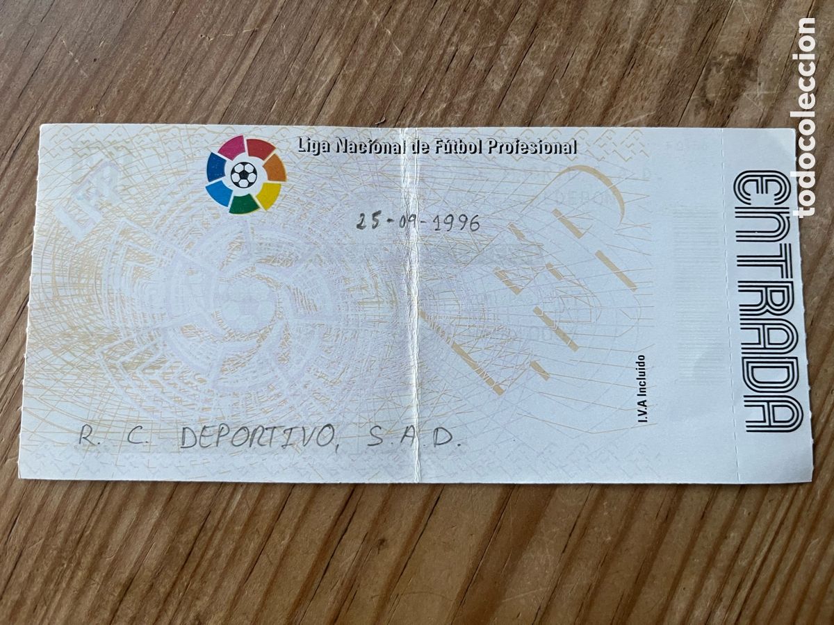 Coleccionismo deportivo: R31555 ENTRADA TICKET FUTBOL ATLETICO MADRID 1-0 DEPORTIVO CORU&Ntilde;A LIGA TEMPORADA 1996 1997