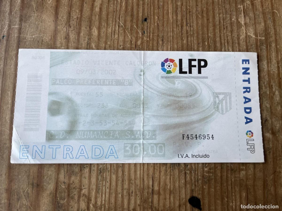 Coleccionismo deportivo: R31562 ENTRADA TICKET FUTBOL ATLETICO MADRID 2-2 NUMANCIA LIGA TEMPORADA 2001 2002