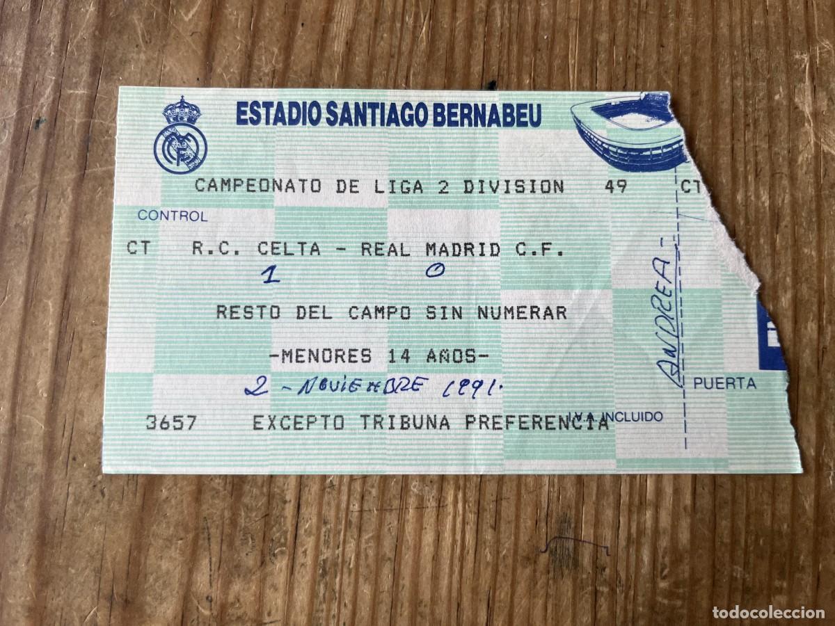 Coleccionismo deportivo: R31585 ENTRADA TICKET FUTBOL REAL MADRID CASTILLA 0-1 CELTA VIGO LIGA TEMPORADA 1991 1992