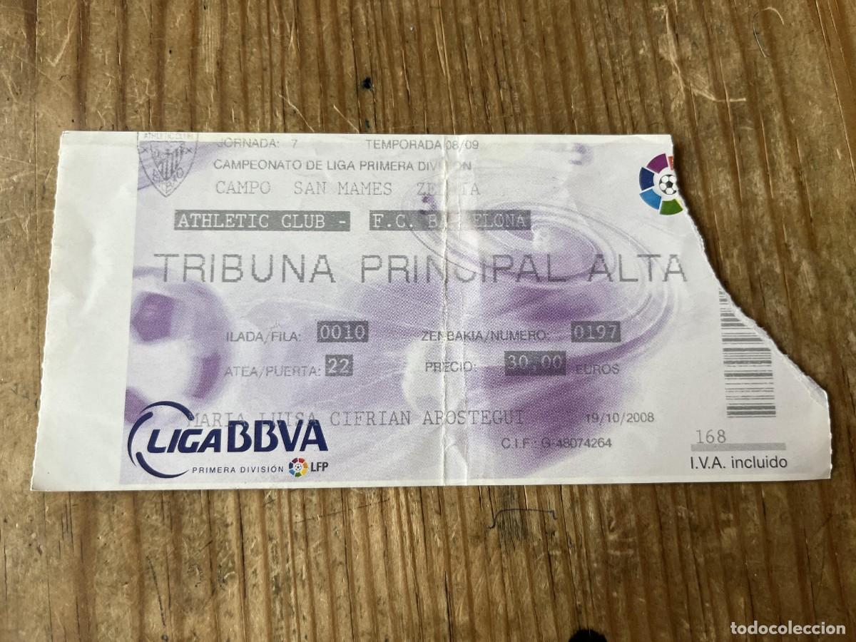 Coleccionismo deportivo: R31591 ENTRADA TICKET FUTBOL ATHLETIC CLUB BILBAO 0-1 BARCELONA LIGA TEMPORADA 2008 2009