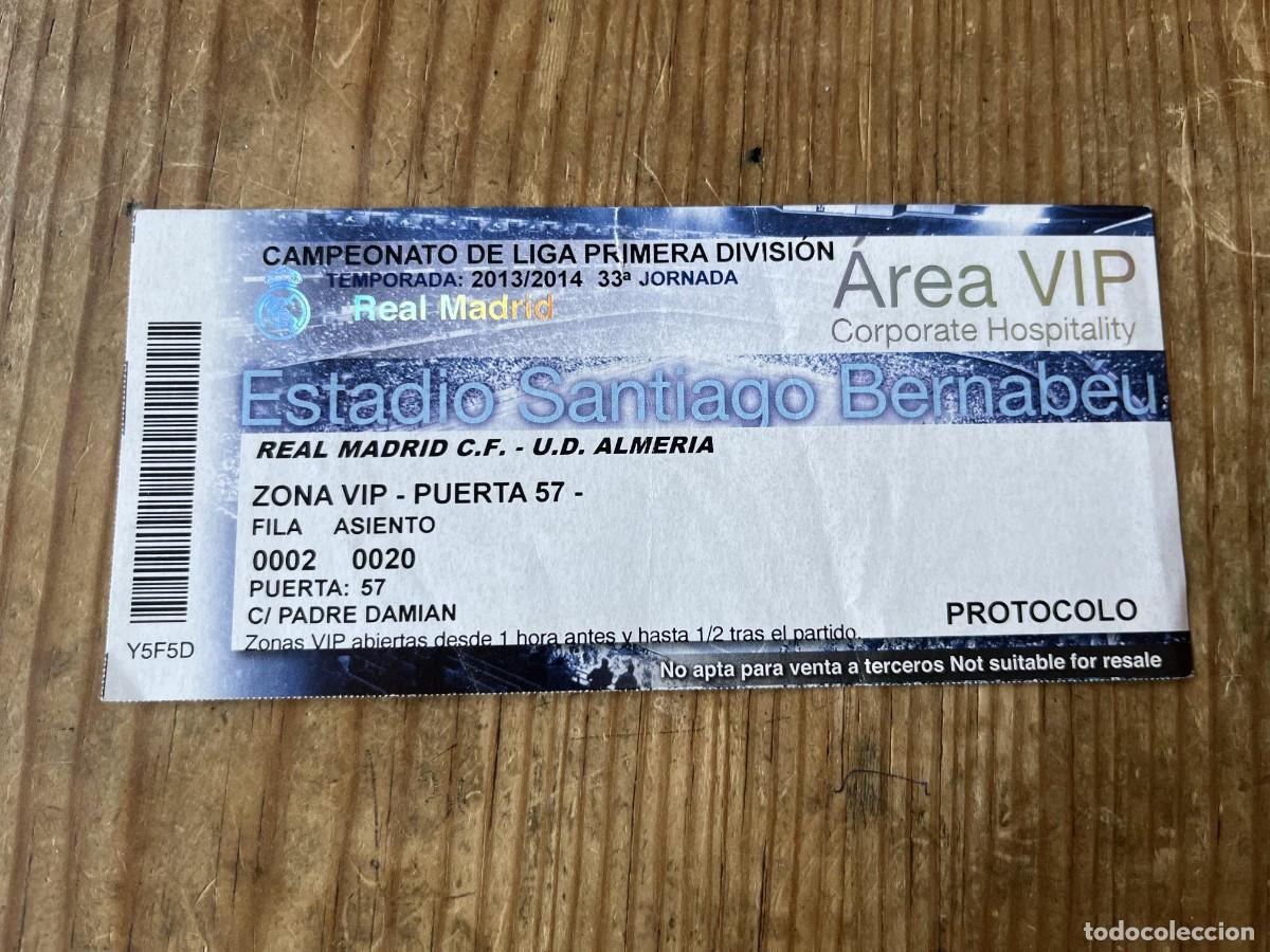 Coleccionismo deportivo: R31606 ENTRADA TICKET VIP FUTBOL REAL MADRID 4-0 ALMERIA LIGA TEMPORADA 2013 2014