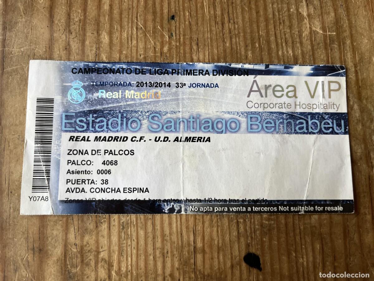 Coleccionismo deportivo: R31609 ENTRADA TICKET VIP FUTBOL REAL MADRID 4-0 ALMERIA LIGA TEMPORADA 2013 2014