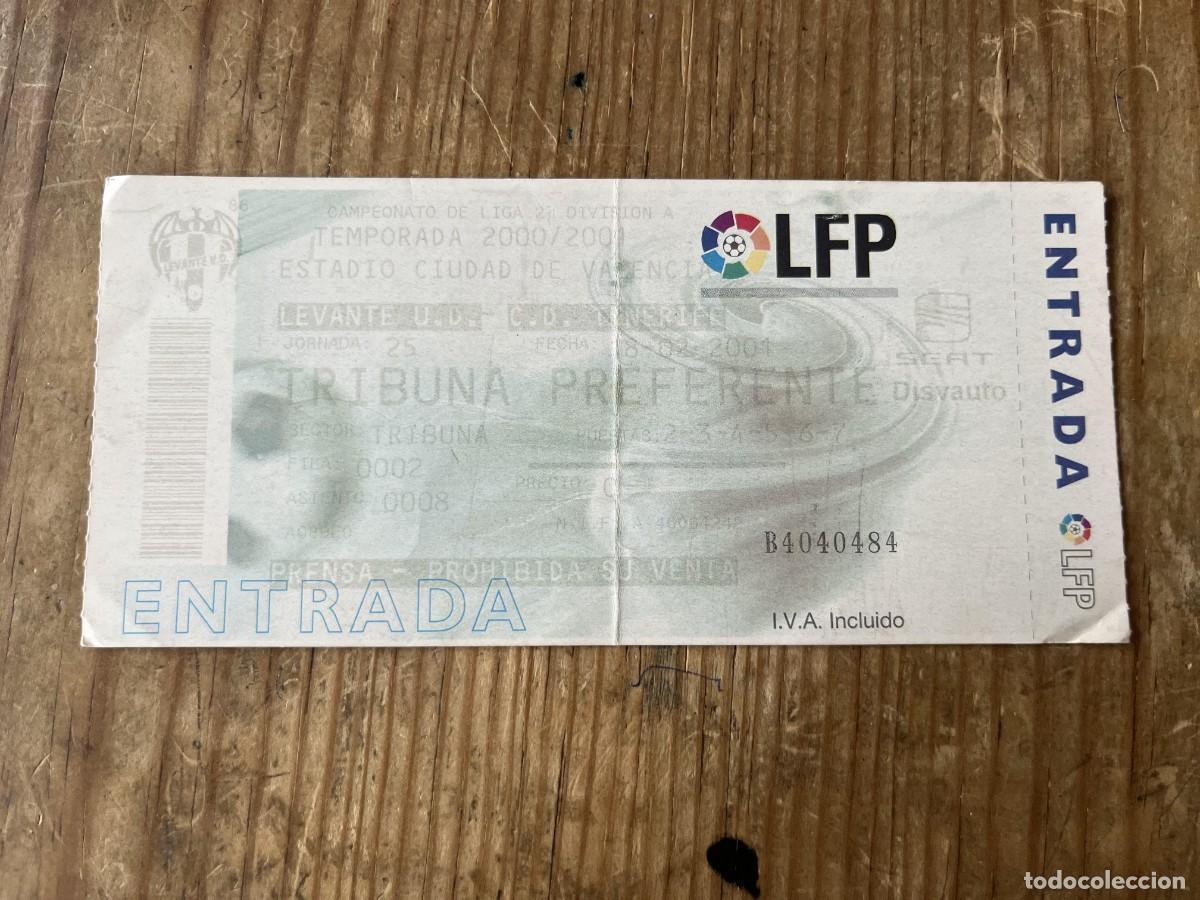 Coleccionismo deportivo: R31629 ENTRADA TICKET FUTBOL LEVANTE 2-0 TENERIFE LIGA TEMPORADA 2000 2001