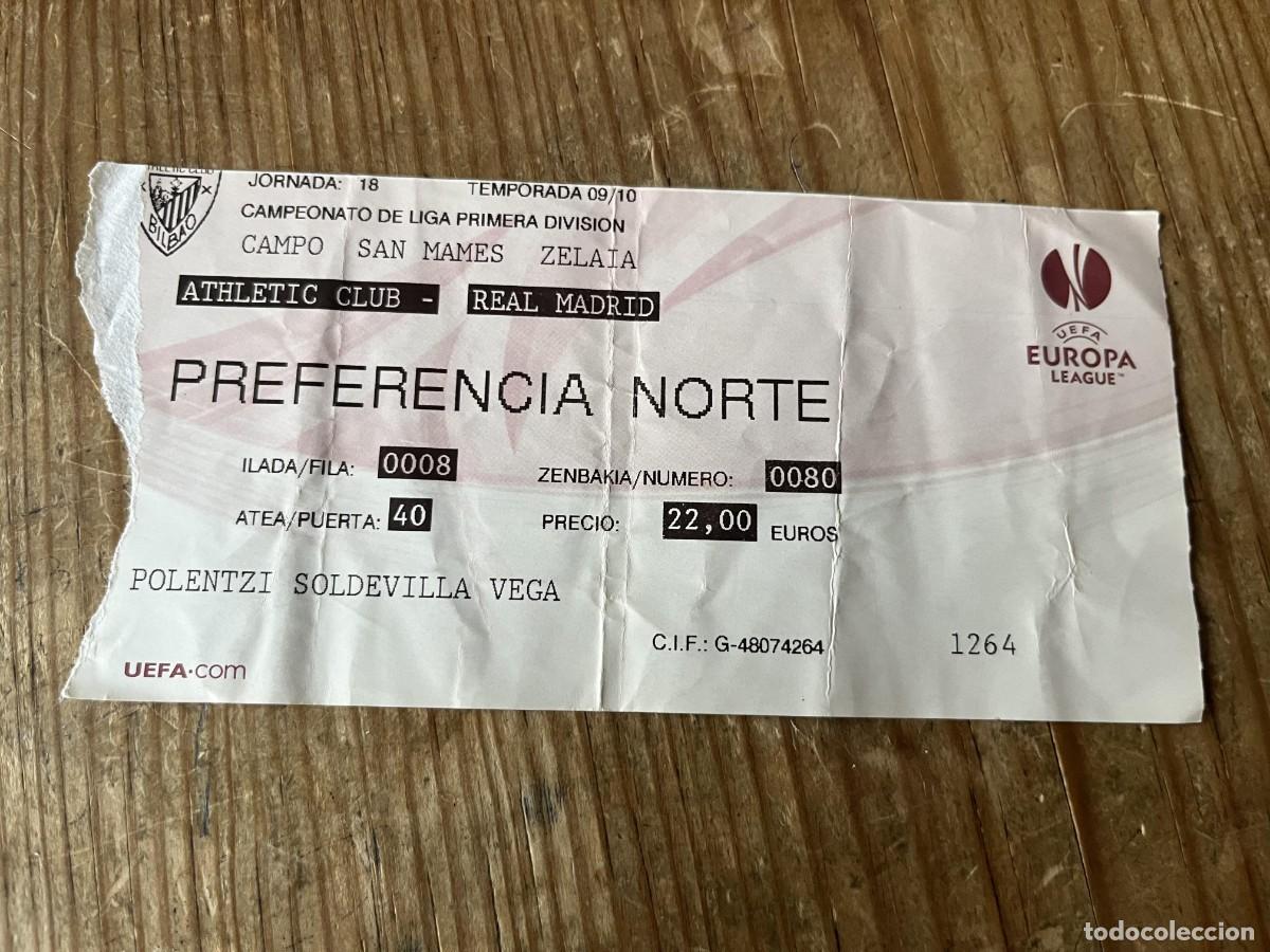 Coleccionismo deportivo: R31664 ENTRADA TICKET FUTBOL ATHLETIC CLUB BILBAO 1-0 REAL MADRID LIGA TEMPORADA 2009 2010
