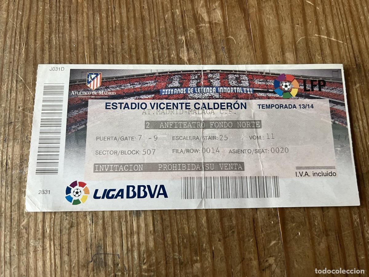 Coleccionismo deportivo: R31688 ENTRADA TICKET FUTBOL ATLETICO MADRID 1-1 MALAGA LIGA TEMPORADA 2013 2014