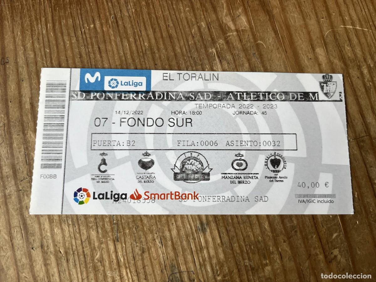 Coleccionismo deportivo: R31695 ENTRADA TICKET FUTBOL PONFERRADINA 2-4 ATLETICO MADRID AMISTOSO (14-12-2022)