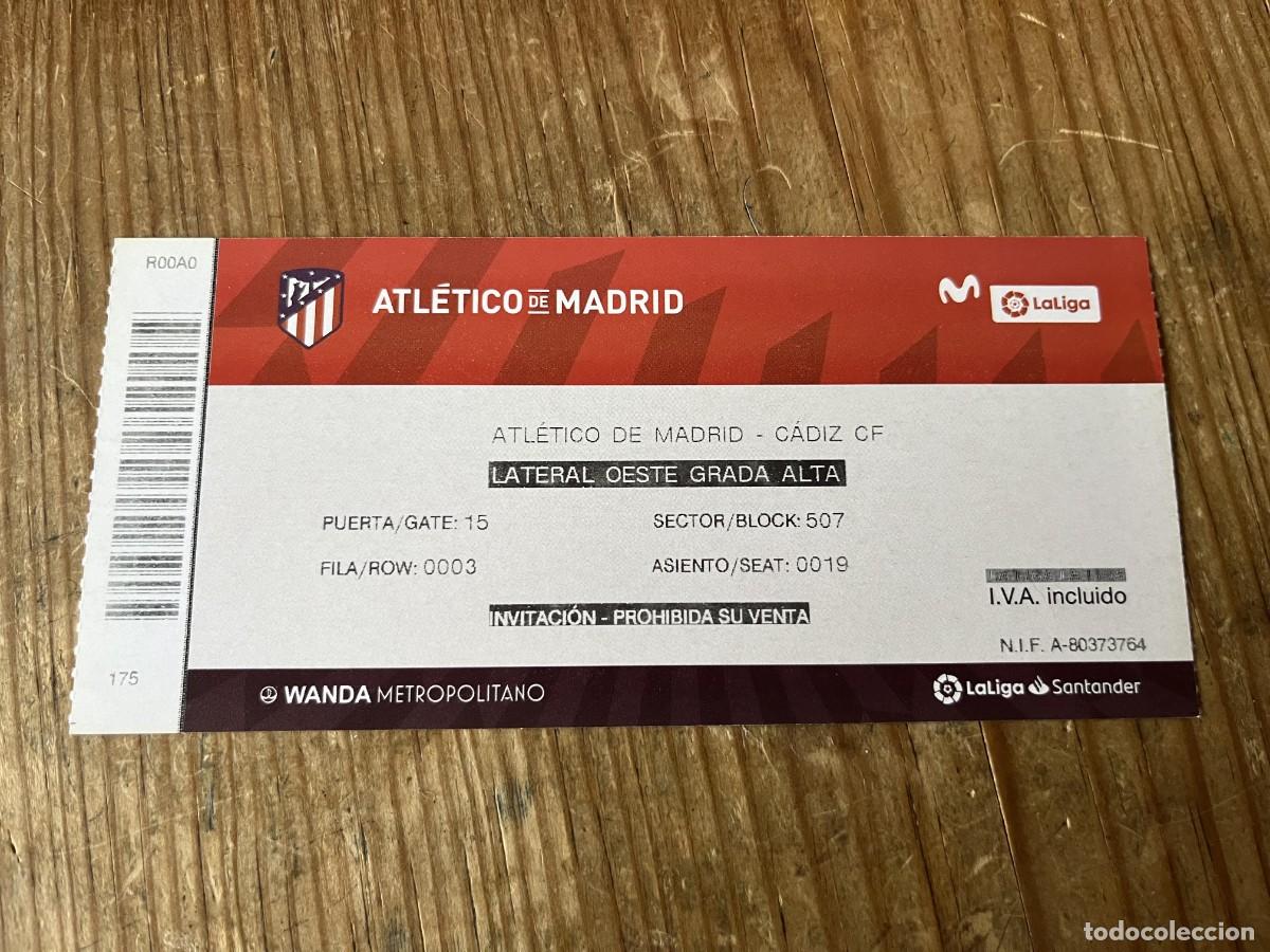 Coleccionismo deportivo: R31704 ENTRADA TICKET FUTBOL ATLETICO MADRID 2-1 CADIZ LIGA TEMPORADA 2021 2022