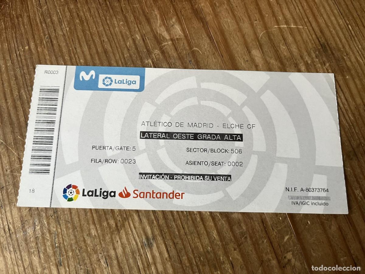 Coleccionismo deportivo: R31708 ENTRADA TICKET FUTBOL ATLETICO MADRID 1-0 ELCHE LIGA TEMPORADA 2021 2022