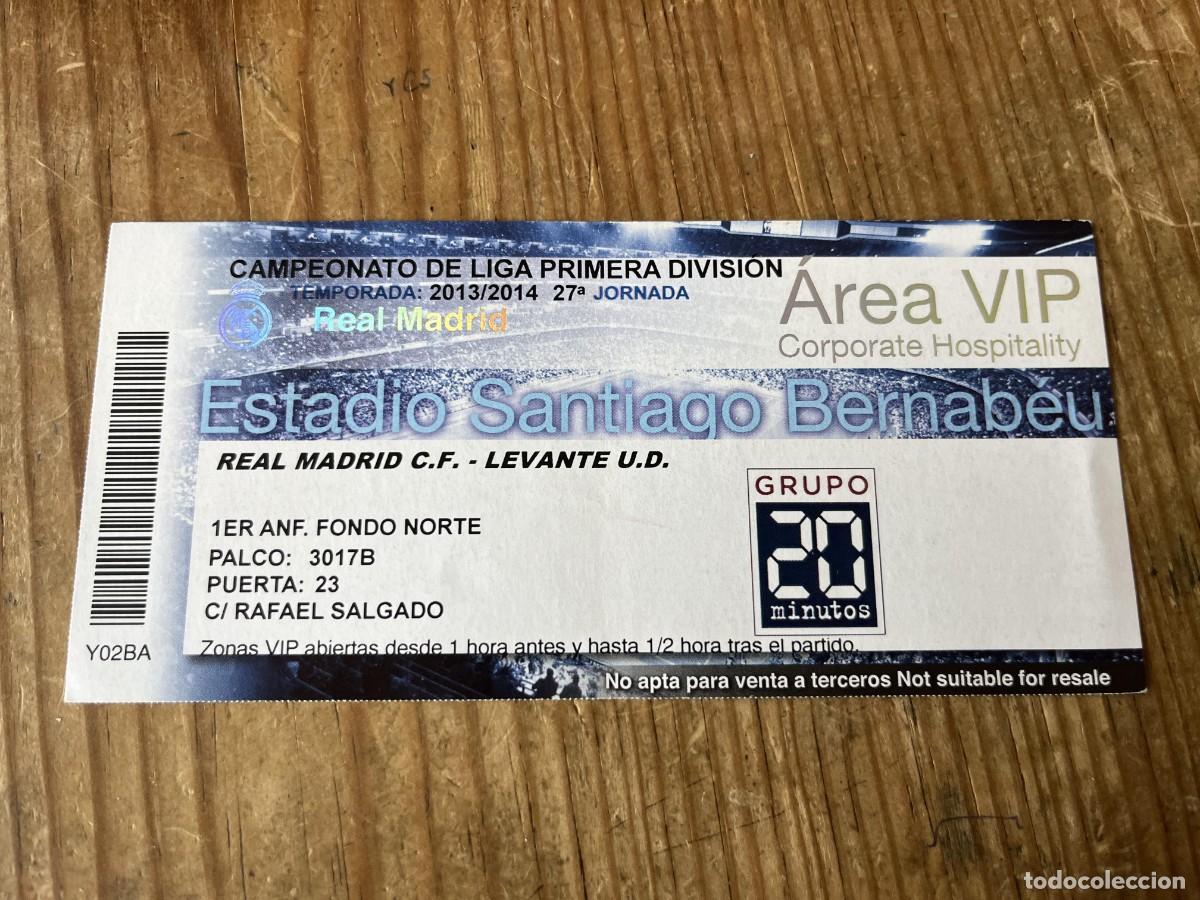 Coleccionismo deportivo: R31740 ENTRADA TICKET VIP FUTBOL REAL MADRID 3-0 LEVANTE LIGA TEMPORADA 2013 2014 CRISTIANO RONALDO