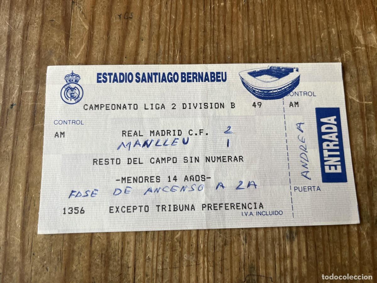 Coleccionismo deportivo: R31747 ENTRADA TICKET FUTBOL REAL MADRID CASTILLA 2-1 MANLLEU FASE ASCENSO 2 DIVISION (1-6-1991)