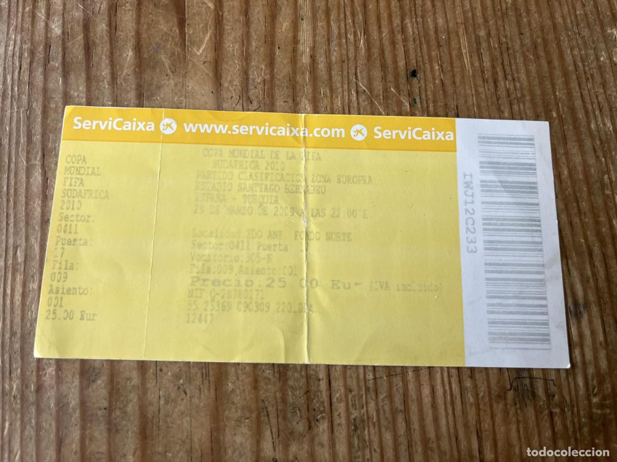 Coleccionismo deportivo: R31800 ENTRADA TICKET FUTBOL SELECCION ESPA&Ntilde;OLA ESPA&Ntilde;A 1-0 TURQUIA (28-3-2009) PRIMER GOL PIQUE