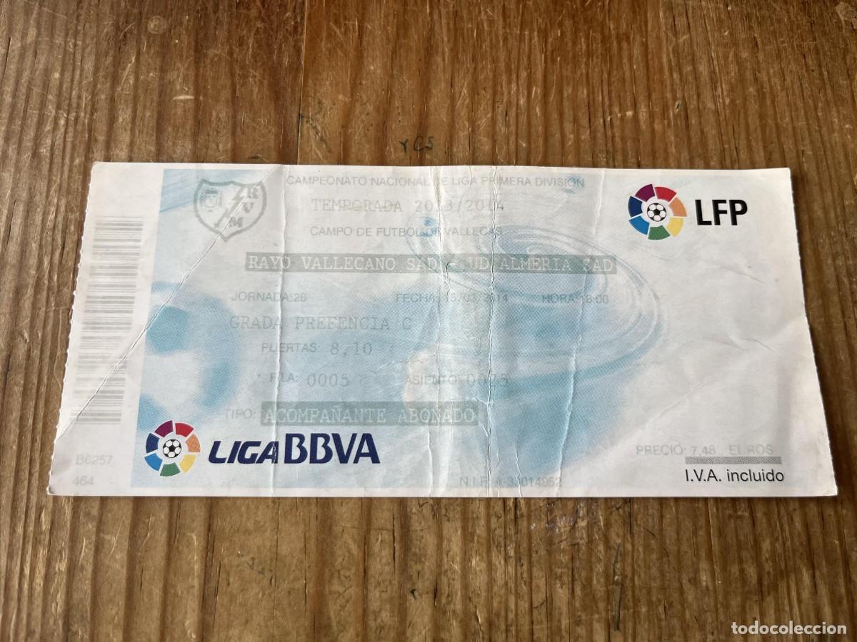 Coleccionismo deportivo: R31809 ENTRADA TICKET FUTBOL RAYO VALLECANO 3-1 ALMERIA LIGA TEMPORADA 2013 2014